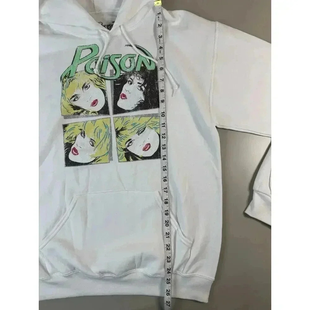 Poison Band Adult Sweatshirt Hoodie Men's M Graphic White Retro Band Merch Rock - Picture 5 of 8